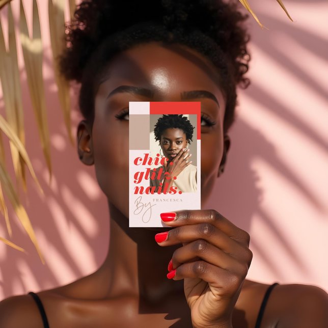 Carte De Visite Photo de l'entreprise de salon de beauté pour ongl (Modern Minimal Nail Beauty Salon Business Photo Business Card)