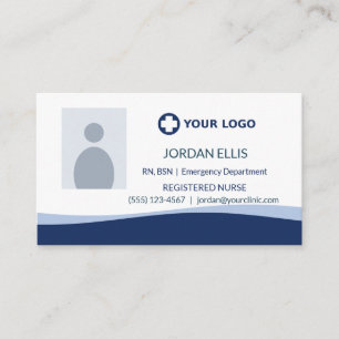 Carte De Visite Photo de logo de soins infirmiers bleu marine