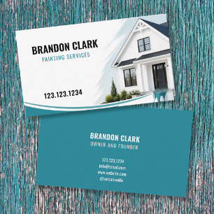 Carte De Visite Photo de maison blanche avec peinture d'accent de