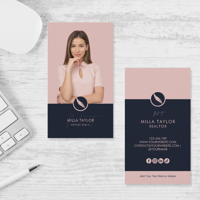 Carte De Visite Photo de monogramme public notaire professionnel (Créateur téléchargé)