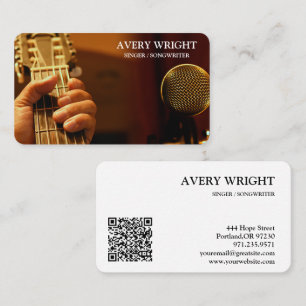 Carte De Visite Photo de musicien chanteur Musique moderne Noir &