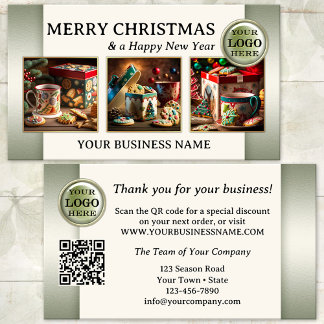 Carte De Visite Photo de Noël Merci pour votre entreprise