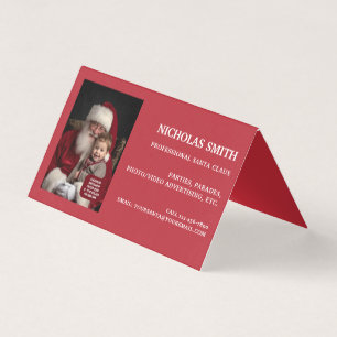 Carte De Visite Photo de Noël professionnelle du Père Noël pliée