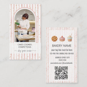 Carte De Visite Photo de Pâtissier en arc moderne rosePâtisserie C