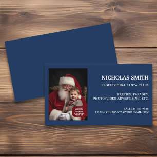 Carte De Visite Photo de Père Noël bleu professionnel
