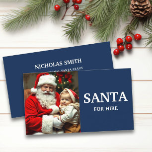 Carte De Visite Photo de Père Noël professionnel bleu à louer