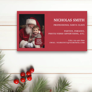 Carte De Visite Photo de Père Noël professionnel de Noël