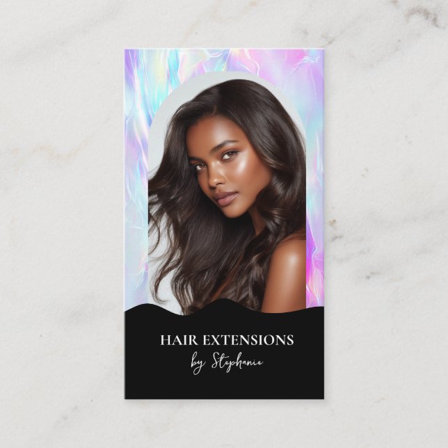 Carte De Visite Photo de perruque d'extensions de coiffeur de luxe (Devant)