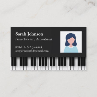 Carte De Visite Photo de professeur de piano professionnel moderne