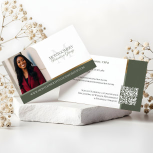 Carte De Visite Photo de professionnel financier à monogramme mini