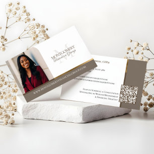 Carte De Visite Photo de professionnel financier à monogramme mini