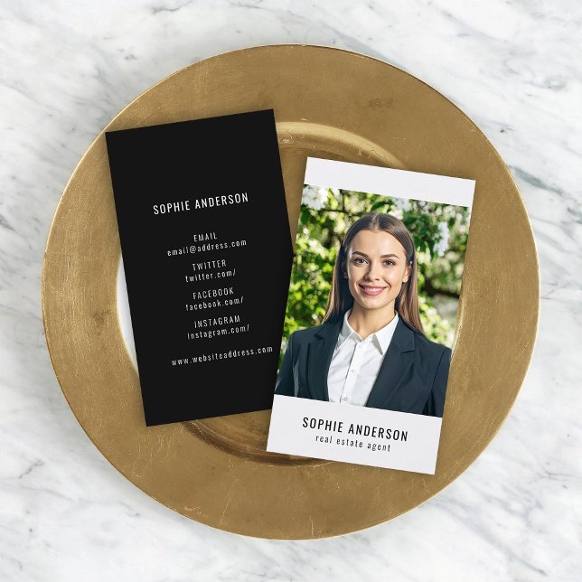 Carte De Visite Photo de profil noir et blanc des médias sociaux (Créateur téléchargé)