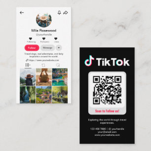 Carte De Visite Photo de profil Tiktok en grille Suivez-moi QR cod
