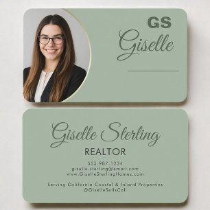 Carte De Visite Photo de Realtor Sage Green