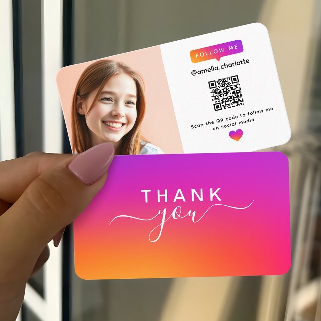 Carte De Visite Photo de réseau social QR Code moderne (Créateur téléchargé)