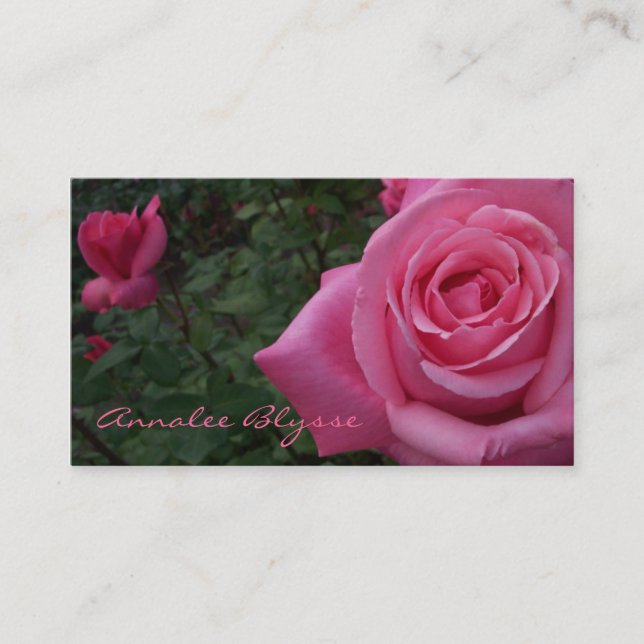 Carte de visite photo de rose rose (Devant)