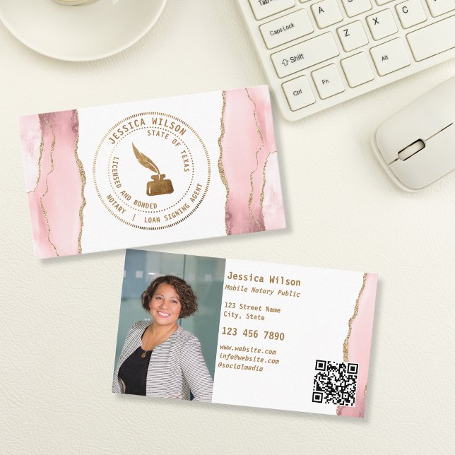 Carte De Visite Photo de signature de prêt public de notaire mobil (Créateur téléchargé)