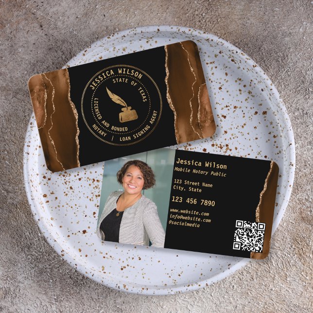 Carte De Visite Photo de signature de prêt public de notaire mobil (notary stamp)