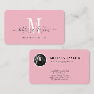 Carte De Visite Photo de signature rose moderne professionnelle