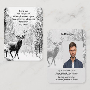 Carte De Visite Photo de souvenir Prière Cerf de la forêt d'hiver 