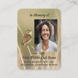 Carte De Visite Photo de souvenir Prière Petit Oiseau Jardin Natur