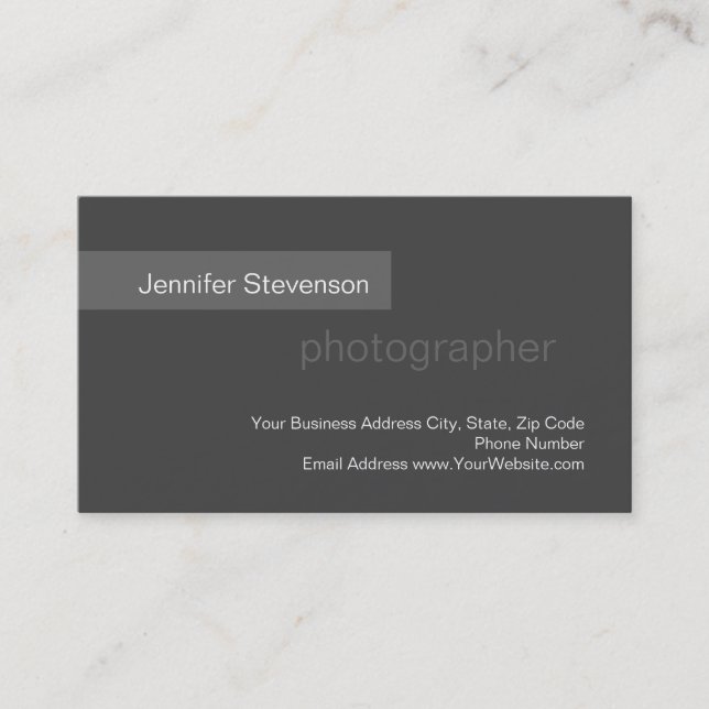 Carte de visite photo de tendance gris taille stan (Devant)