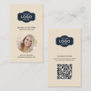 Carte De Visite Photo de vos employés de logo et de code QR