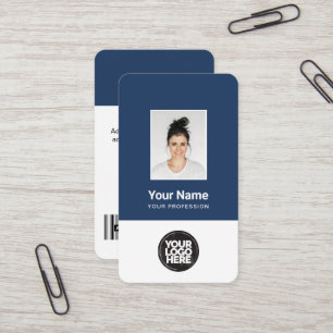 Carte De Visite Photo d'employé classique, Code barre, Logo, Nom