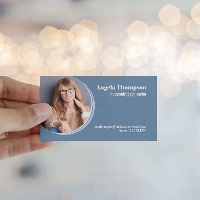 Carte De Visite Photo d'entreprise moderne QR Code bleu (Modern blue business card template. )