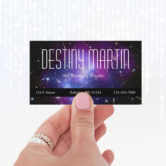 Carte De Visite Photo d'espace de l'amas de galaxies pourpre céles (Create your own celestial business cards.)