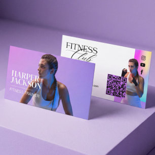 Carte De Visite Photo d'influenceur de fitness iridescent rétro te