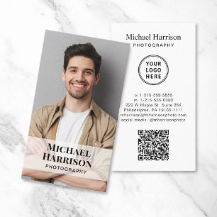 Carte De Visite Photo du logo professionnel du code QR