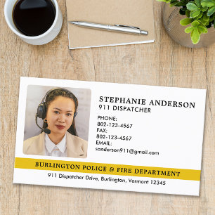 Carte De Visite Photo du répartiteur personnalisé 911 Services d'u