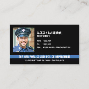 Carte De Visite Photo du service de police personnalisé Ligne bleu