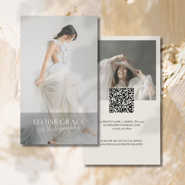 Carte De Visite Photo éditoriale Qr Code Photographie professionne (Elegant and professional agent business card that makes a great first impression!)