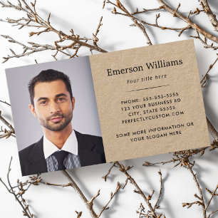 Carte De Visite Photo élégante et logo personnalisé Papier Kraft