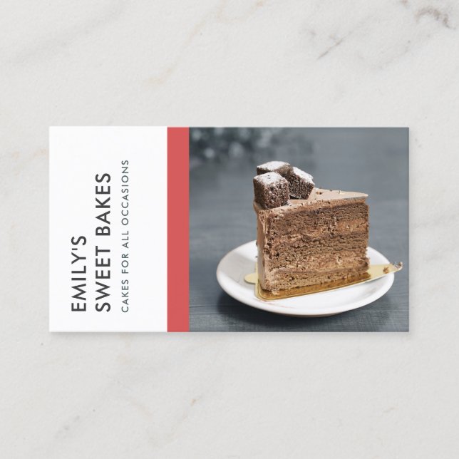 CARTE DE VISITE PHOTO EN CHEF MODERNE BRILLANTE RED GRAY BAKERY (Devant)