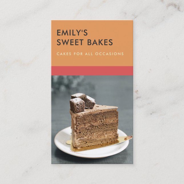 CARTE DE VISITE PHOTO EN CHEF ROUGE ORANGE BAKERY BOLD MODERNE (Devant)