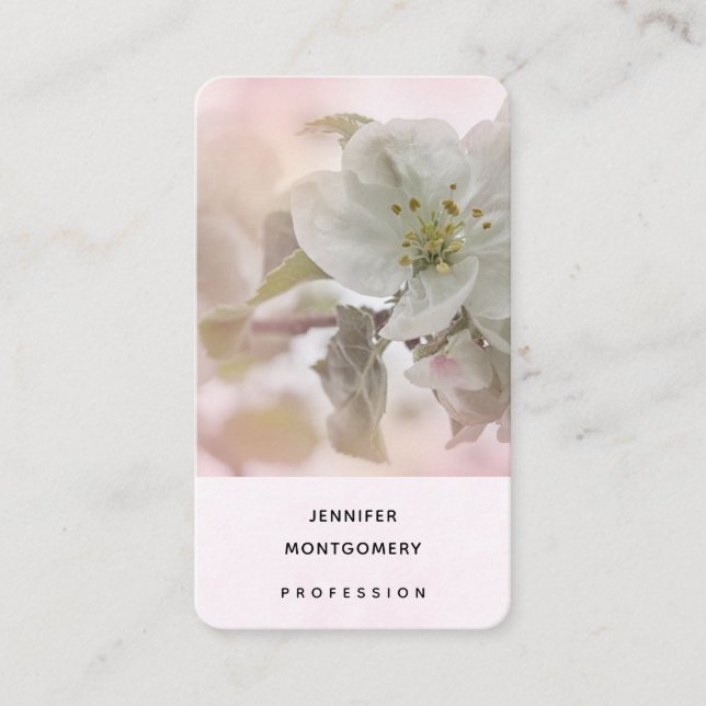 Carte De Visite Photo en fleurs de pomme blanche (Devant)