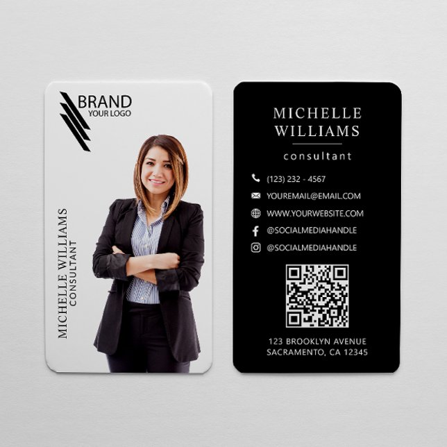 Carte De Visite Photo Et Logo Professionnels Élégants (Créateur téléchargé)