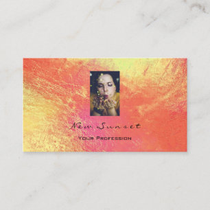 Carte De Visite Photo Événement Maquillage Vivant Coral Cuir Or Lu