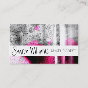 Carte De Visite Photo Fuchsia Abstraite, gris et gris noir
