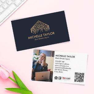 Carte De Visite Photo immobilière professionnelle moderne Code QR
