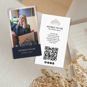 Carte De Visite Photo immobilière professionnelle moderne Code QR