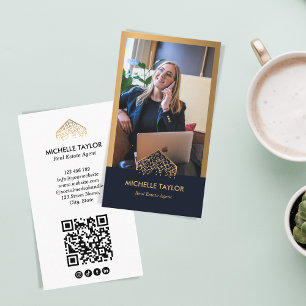 Carte De Visite Photo immobilière professionnelle moderne Code QR