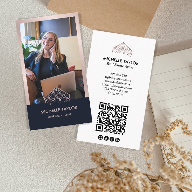Carte De Visite Photo immobilière professionnelle moderne Code QR (Créateur téléchargé)