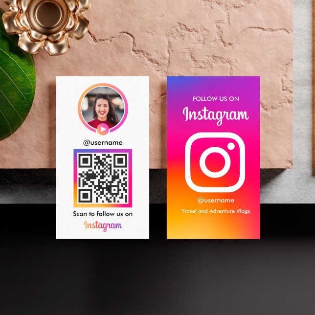 Carte De Visite Photo Instagram Influencer Vlogger Avec Code QR (Créateur téléchargé)