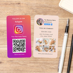 Carte De Visite Photo Instagram Professionnel Suivez-Moi Qr Code