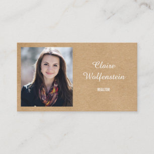 Carte De Visite Photo Kraft Rustique Professionnel Moderne