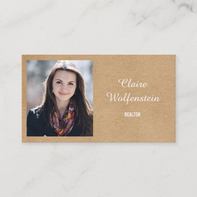 Carte De Visite Photo Kraft Rustique Professionnel Moderne (Devant)